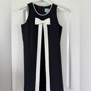 CeCe Black and White Sheath Dress Sleeveless Crew Neck